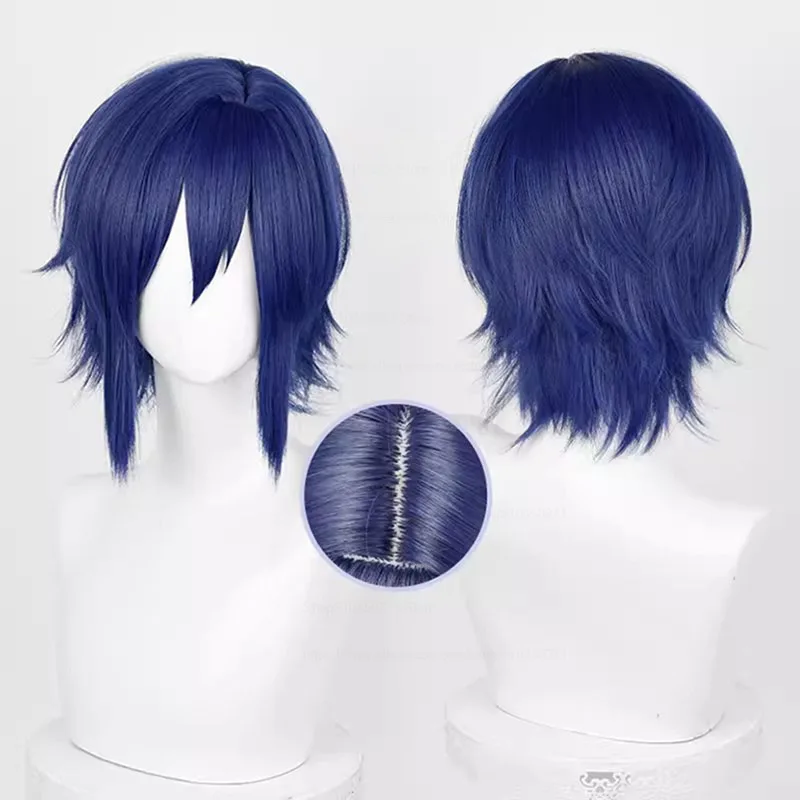 Kaito Cosplay Wig  Short Hair Dark Blue Wig Cosplay Anime Cosplay Wigs Heat Resistant Synthetic Wigs+Wig Cap