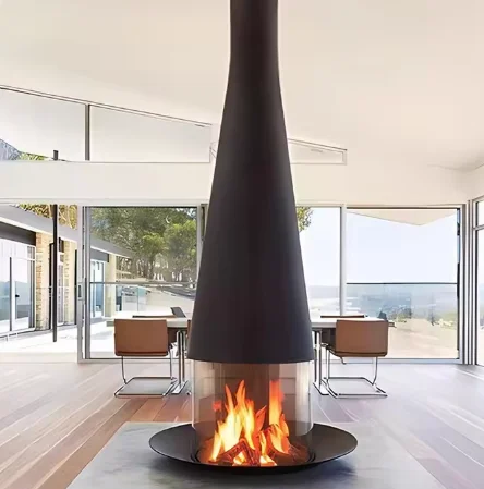 Modern Environment-Friendly Warmfire Ceiling Mounted Suspended Glass 3D Atomization Water Mist 1100mm Hanging Fireplace