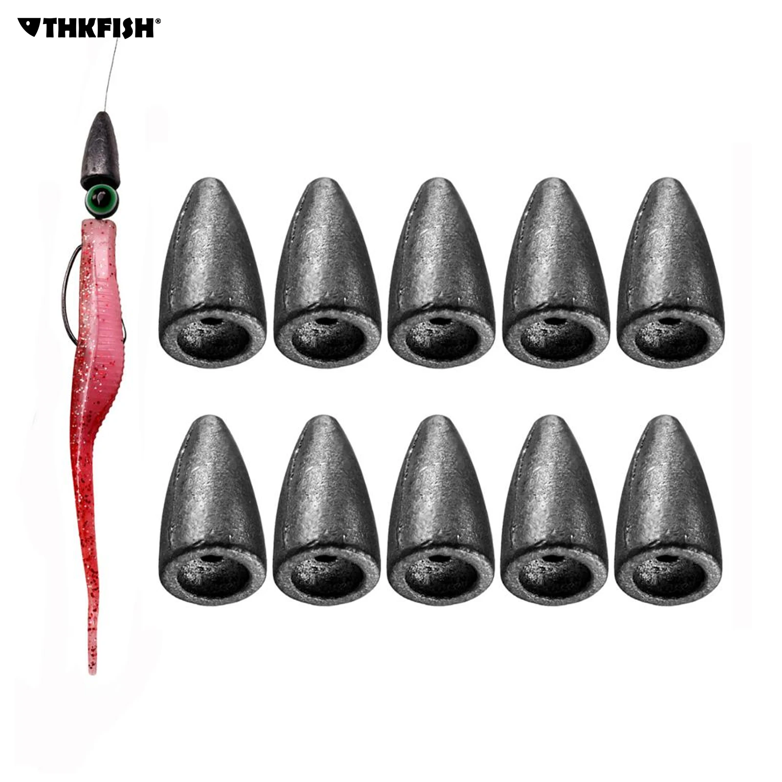 10pcs Fishing Weight Sinkers 3.5g 5g 7g 10g 14g Bullet Sinker Fishing Tackle Accessories