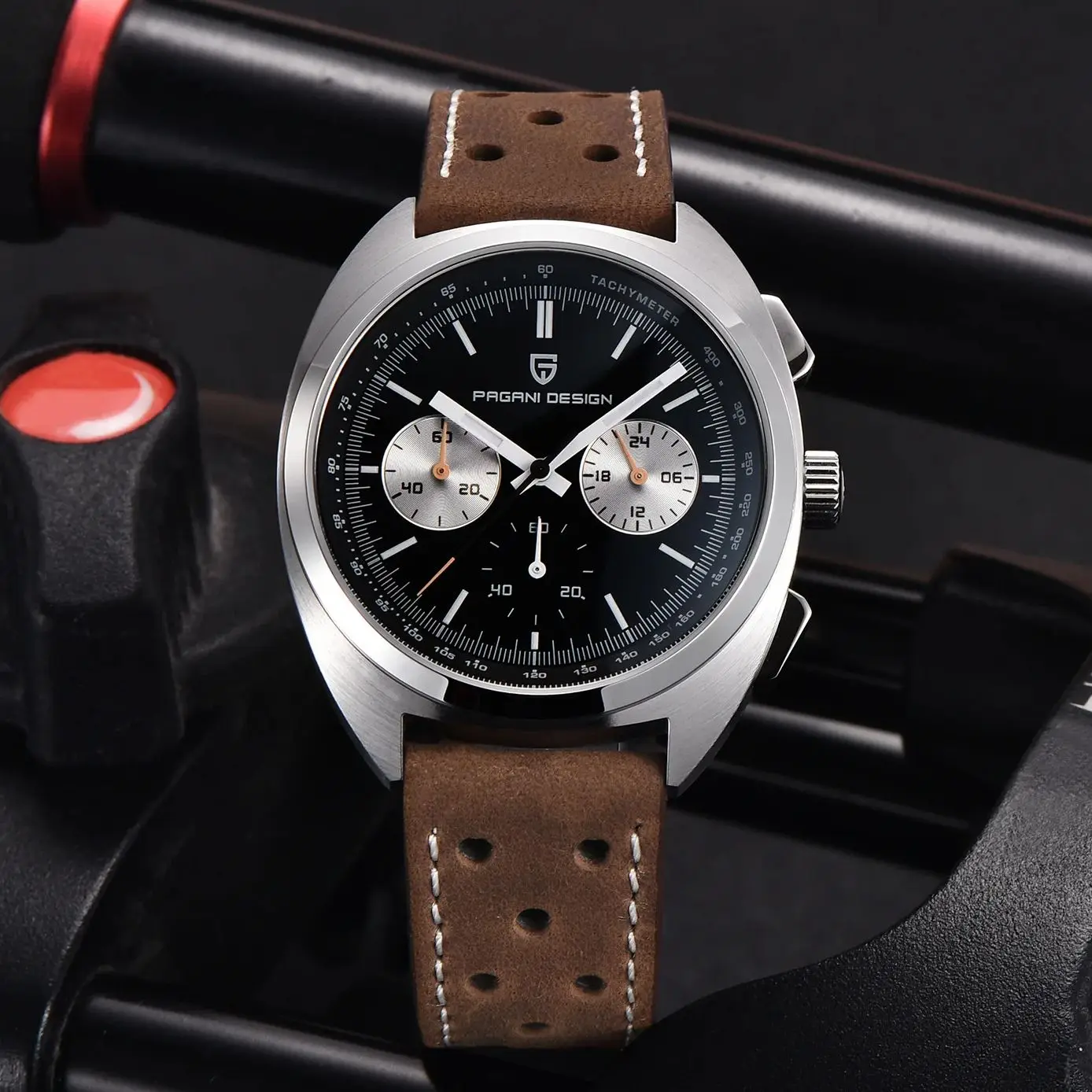 PAGANI DESIGN Panda Dial Men\'s Watches  Japan VK64 Quartz Watch For Men Sport Chronograph AR Sapphire glass Wristwatch For 2024