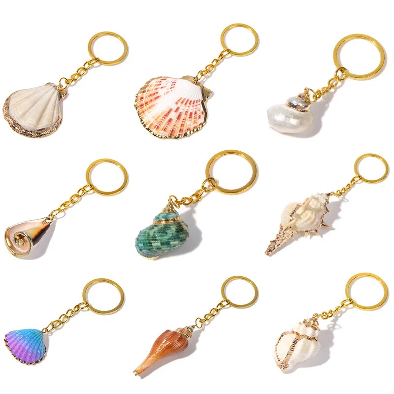 Bohemia Golden Color Shell Keychain for Women Men Colorful Simple Delicate Car Keychain Ladies Bag Accessories Key Ring Gifts