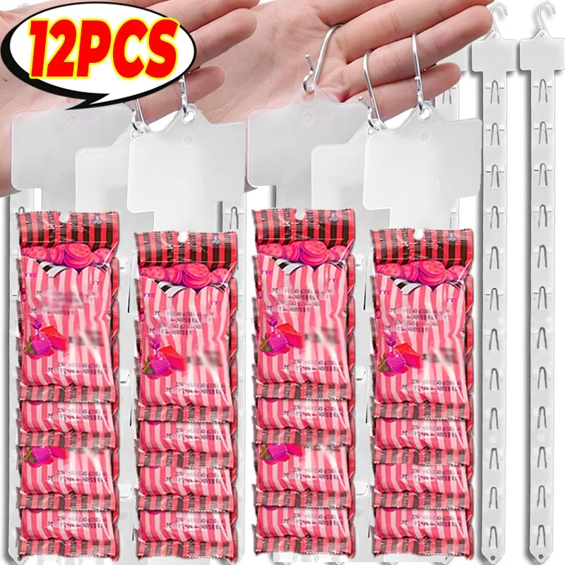 12/1Pcs Plastic Snack Hanging Strips Store Snacks Display Hanger with Hooks Merchandising Storage Clip Strip Supermarket Racks