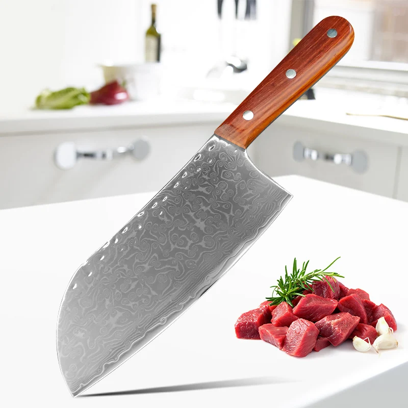 Damascus Chef Knife Cut Meat Cleaver Vegetables Slicing Kitchen Knives Chef Boning Fruit Knife Wood Handle Damascus Steel Knife