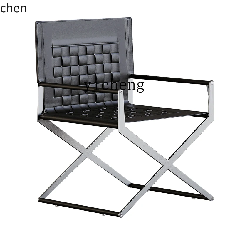 YFY  Woven Saddle Leather Armchair Dining Chair Office Chair Outdoor Casual Chair