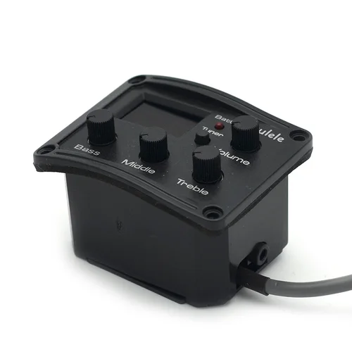 Imagen 2 del producto Ecualizador EQ de 3 bandas para ukelele con sintonizador LCD, pastilla cromática, transductor piezoeléctrico, salida de equilibrio