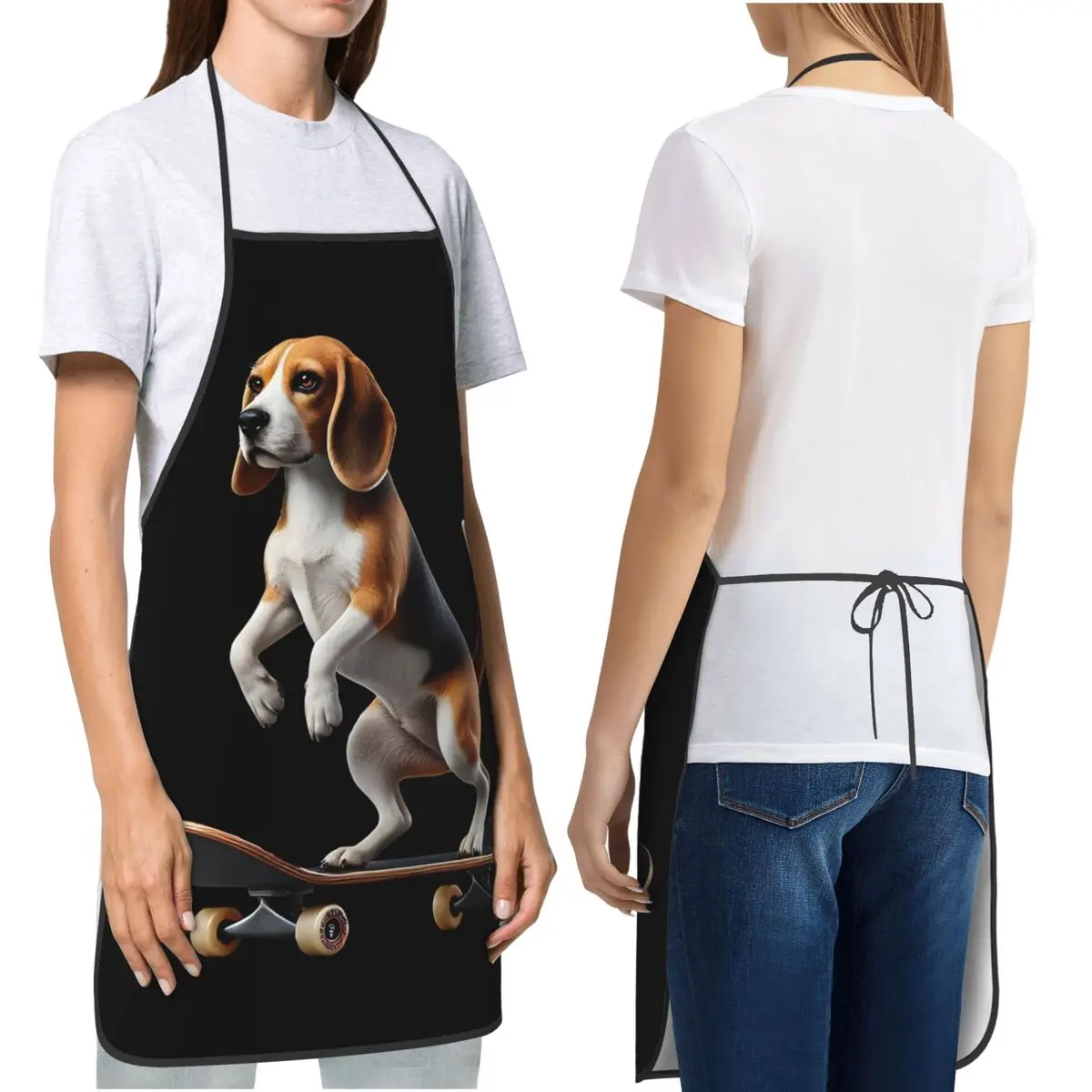 Beagle Riding A Skateboard Aprons Chef Cooking Cuisine Tablier Waterproof Bib Kitchen Cleaning Pinafore for Women Men Gardening