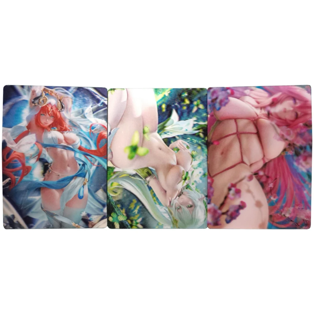 

Diy 3Pcs/set Genshin Nilou Nahida Yae Miko 3D Three-Dimensional Card Transformation Card Game Anime Collection Cards Gift Toy