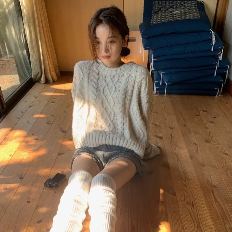 TheBarnet ort محبوك سترة المرأة الجولة Ne Long Sve الخريف الشتاء Faion ريترو Sle تخفيف Sle اللون #5