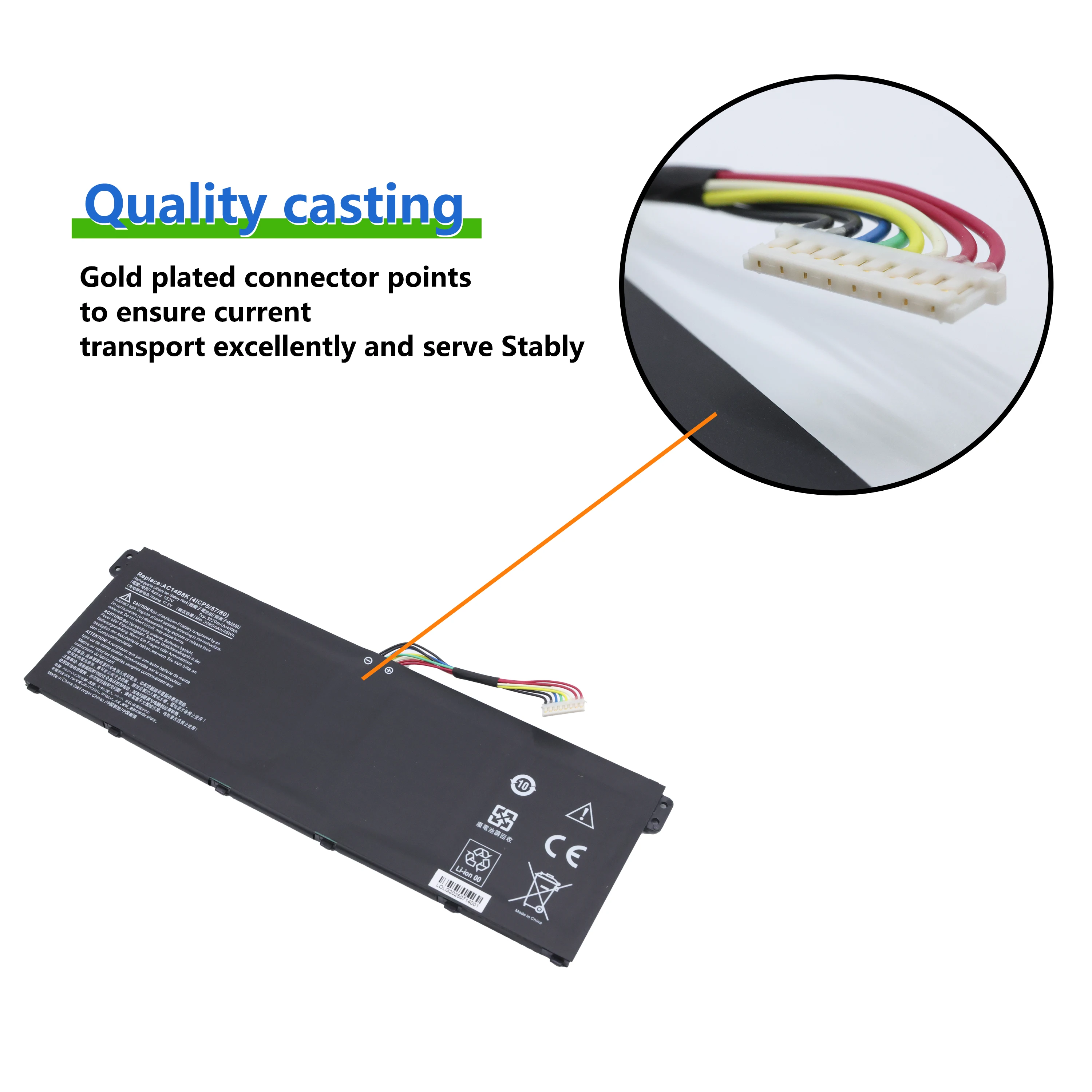 Acer Nitro 5 AN515-51 AN515-52 AN515-53 Aspire V3-371 V3-111 ES1-111 ES1-512 R3-131T R5-471T R7-371T R7-372T, AC14B8K