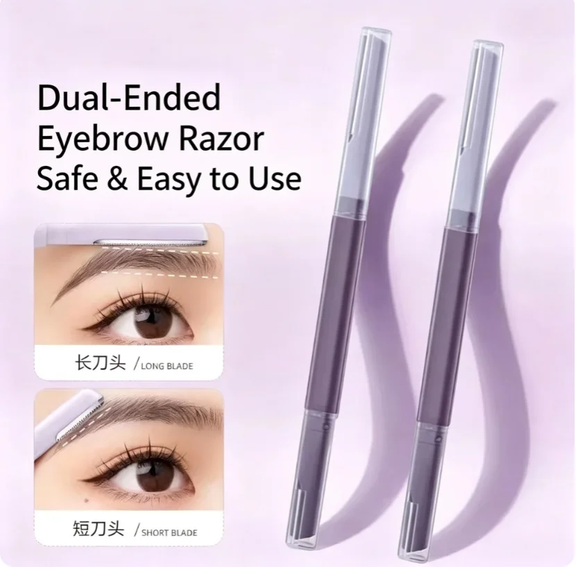 Professional Stainless-Steel Eyebrow Shaver Dual-Ended with Macro View Protective Mesh Men's Grooming Tool for Precision Brows