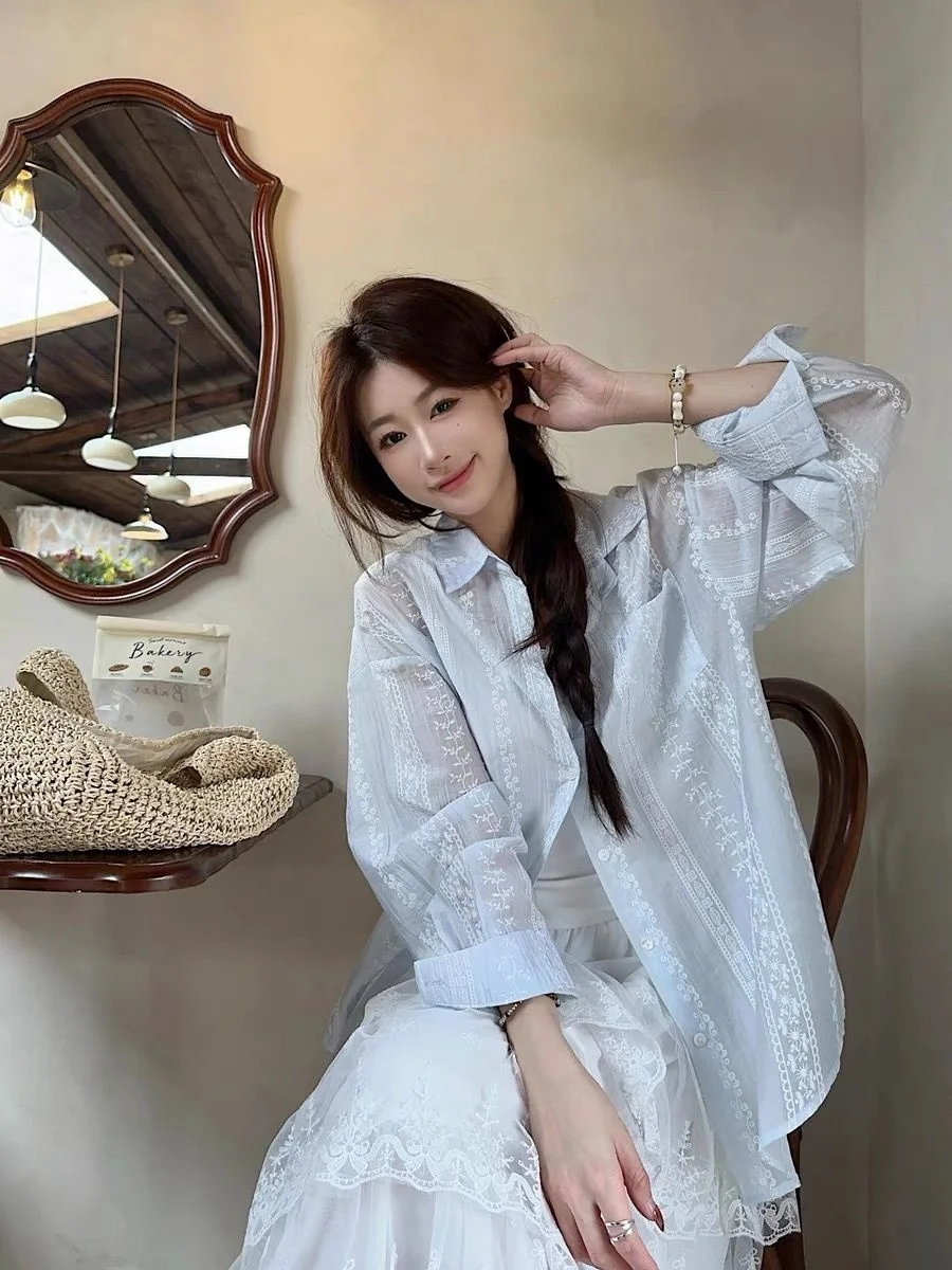 

Summer 2025 Women's Loose Fit Long Sleeve Sun Protection Shirt Thin Design Korean Style Versatile Open Cardigan Top