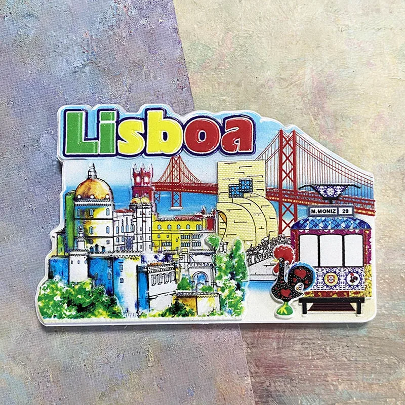 Сувениры из Лиссабона, 3D стерео Наклейка на холодильник, Ландшафтная архитектура, предметы для домашнего декора, коллекция поделок