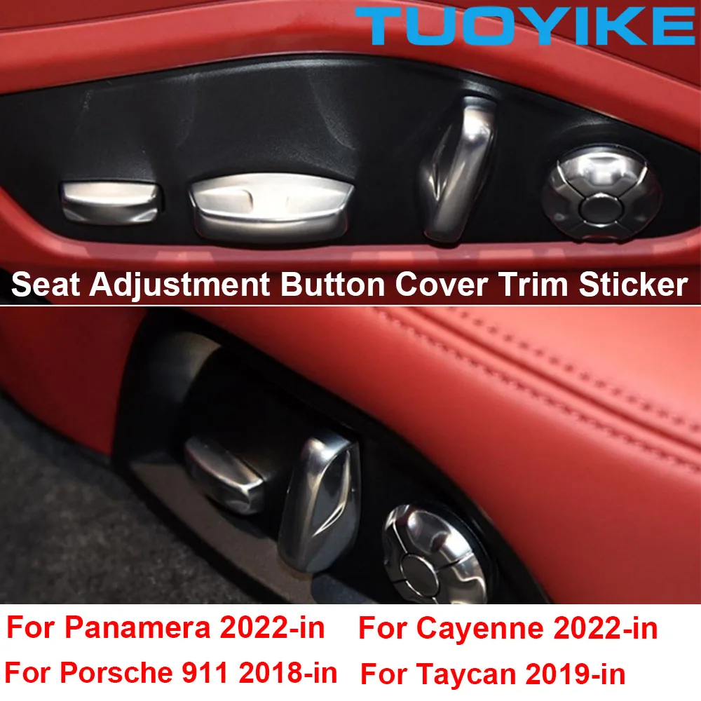 Cromato argento auto anteriore posteriore pulsante di regolazione coperchio paillettes Trim Sticker per Porsche Cayenne Panamera 911 Taycan 2019-2023