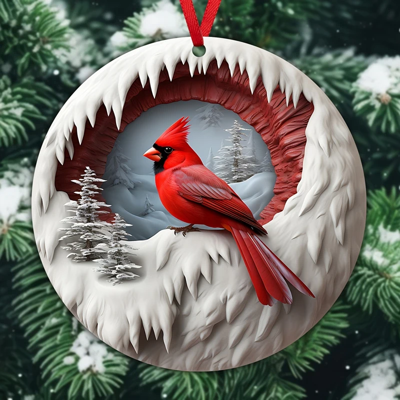 1pc Cardinal Bird Christmas Tree Ornaments Hanging Pendants Christmas Decorations for Home 2024 Navidad Gifts New Year 2025