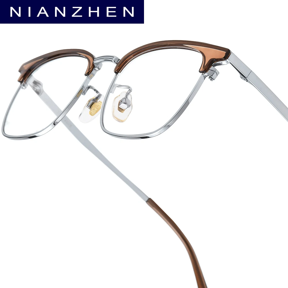 NIANZHEN TR90 Alloy Eyeglasses Frame Men Square Brand Design Glasses Women Vintage Ultralight-Weight Eyewear Spectacles 278