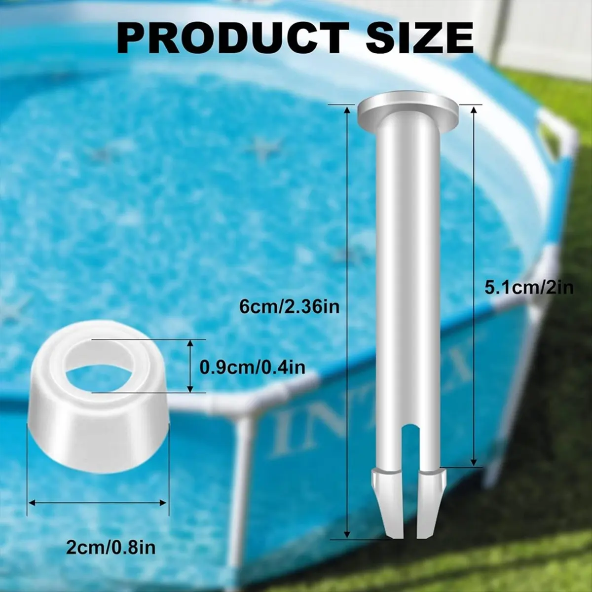 ABST 36Pcs Plastic Pool Joint Pins & Pool Rubber Seals for 13Inch-24Inch 28270-28272 Pools Replacement Parts(2.36 Inch)