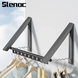 No Punching Indoor Wall Mounted Retractable Clothes Drying Rack Folding Clothe Hanger Collapsible Closet Organizer Space Saving
