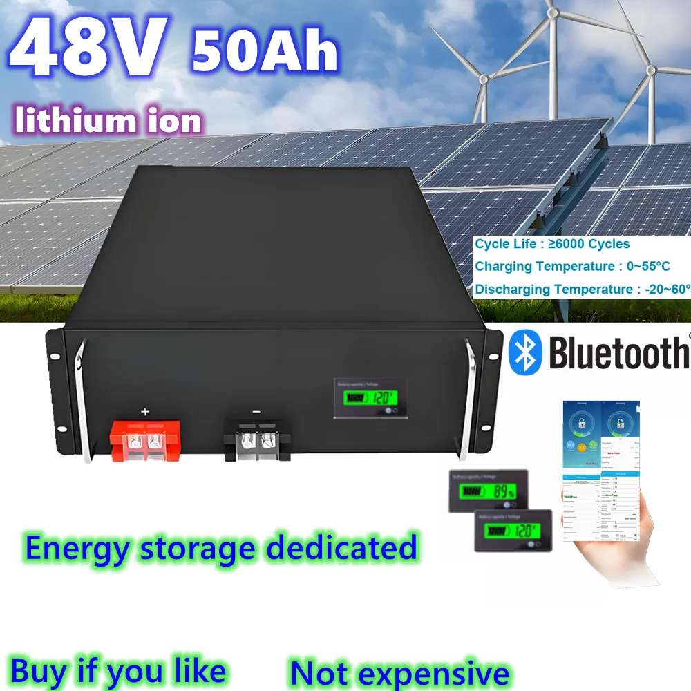 

HS lithium ion 48V 50AH battery bluetooth APP BMS RS485 communication for 4000W inverter scotter Solar energy + 10A charger