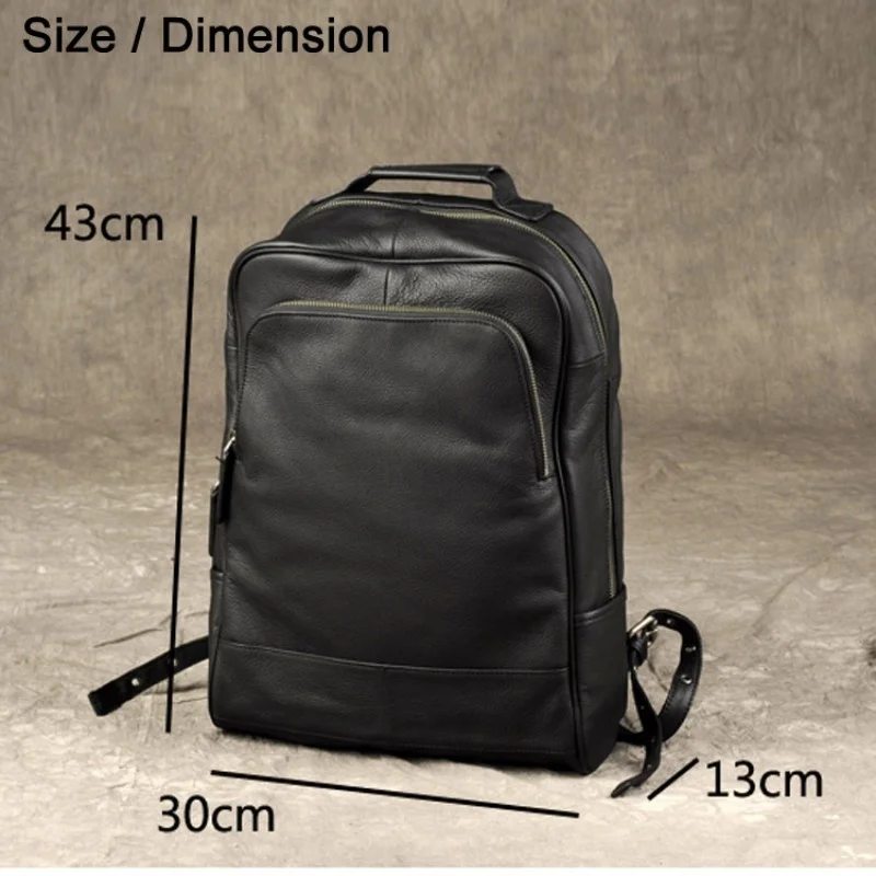 Fashion High Qaulity Genuine Leather Backpack Men Student School Bag Daily Bagpack Male Rucksack Large Knapsack M-813