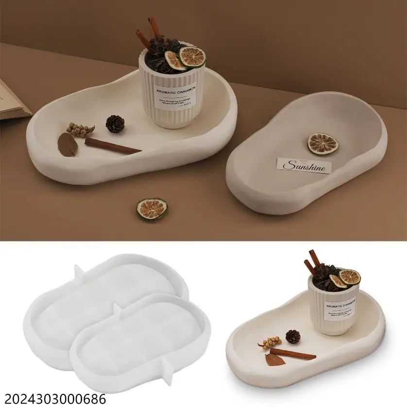 1 Pcs Irregular Oval Pallet Concrete Mold Storage Tray Home Decor Storage Tray Epoxy Resin Mold Nut Storage Plate Cement Mold