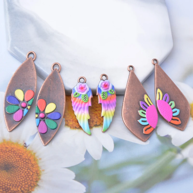 10 Stück Böhmischer Stil Antik Silberfarbene Stein- und Acryl-Anhänger Zinkmetall-Ohrringe Anhänger Zubehör DIY Damenschmuck – Detail 5