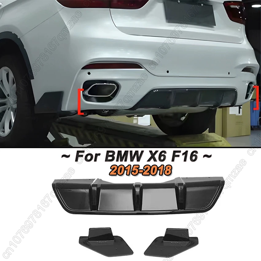 

Car Rear Bumper Diffuser Lip&Side Spoiler Cover Trim For BMW X6 F16 2015-2018 MP Style Boot Splitter Guard Plate Board Kits