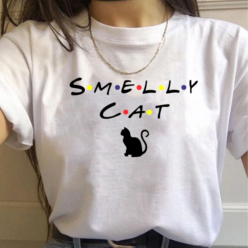 

Funny SMELLY CAT Print T Shirt Women Summer Plus Size Short Sleeve Female T-shirt Street style Tops Tee Shirt New