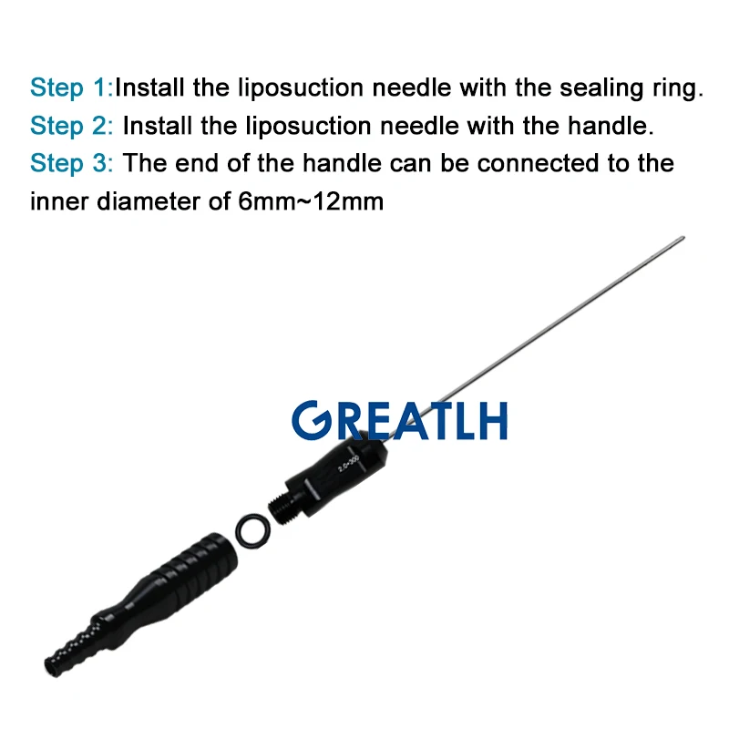 Liposuction Cannula Stainless Steel Fat Aspiration Tool and Handle Water Injection Cannula Fat Transfer Liposuction Tools