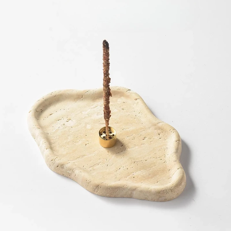 Natural travertine incense holder, wabi-sabi wind ornament, high-end incense holder, niche high-value incense burner