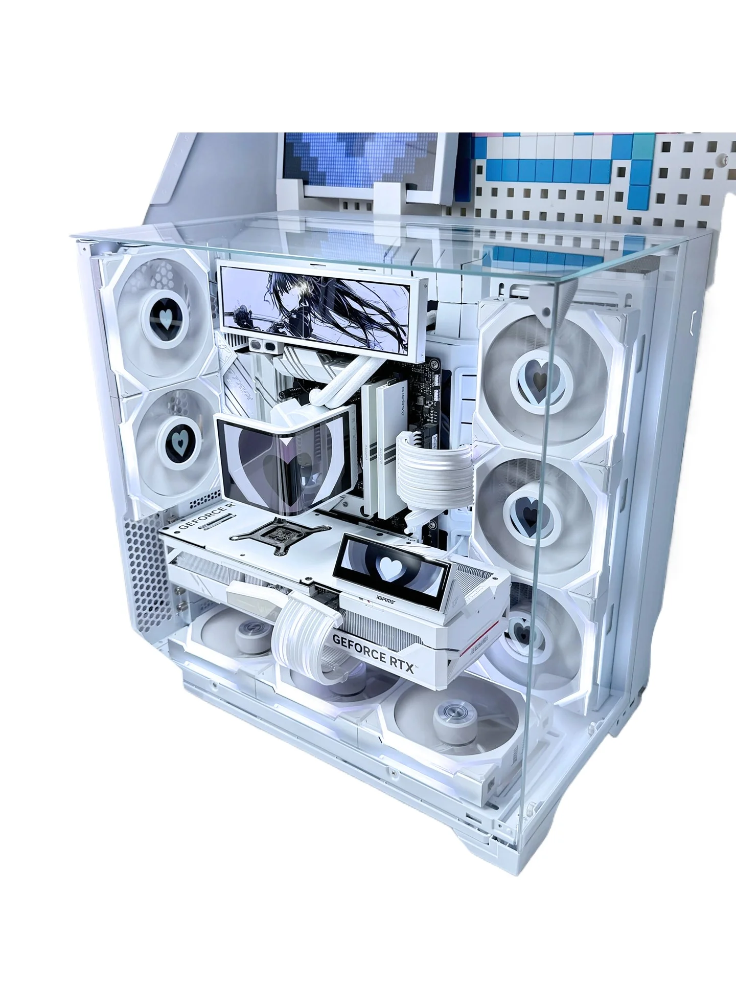 Pure white high-end sea view room computer host 9800X3D 5080 appearance desktop