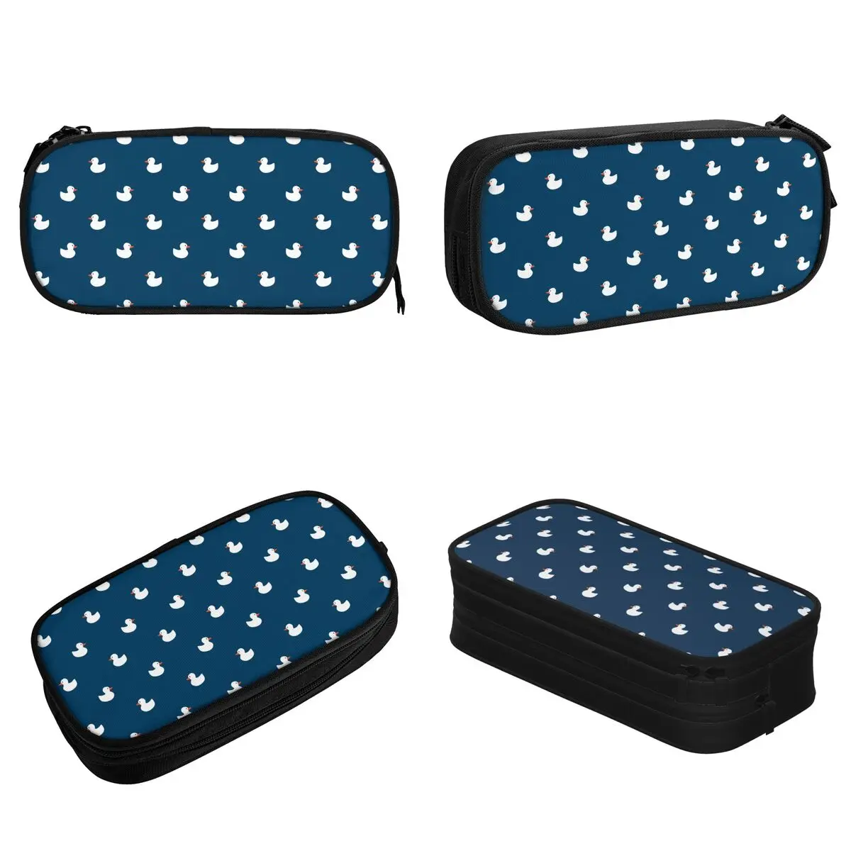 Cute Ducks Pattern Pencil Cases, Pen Bags para crianças, Grande capacidade, Office Zipper Pencilcases