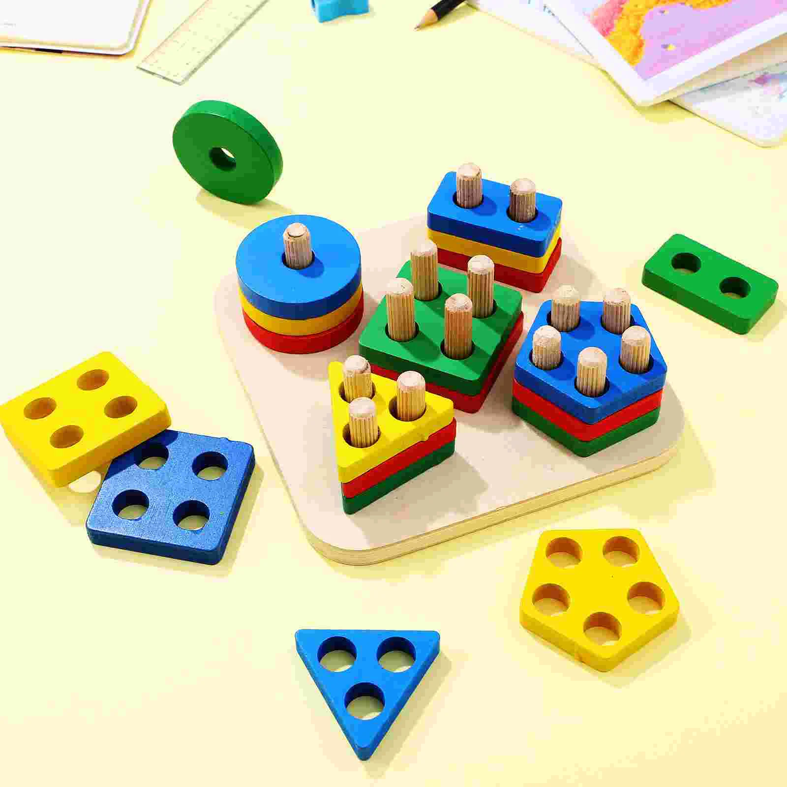 Blokken Geometrisch Houten Sorteren Stapelspeelgoed Kinderpuzzels voor peuters Houten speelgoed Educatief