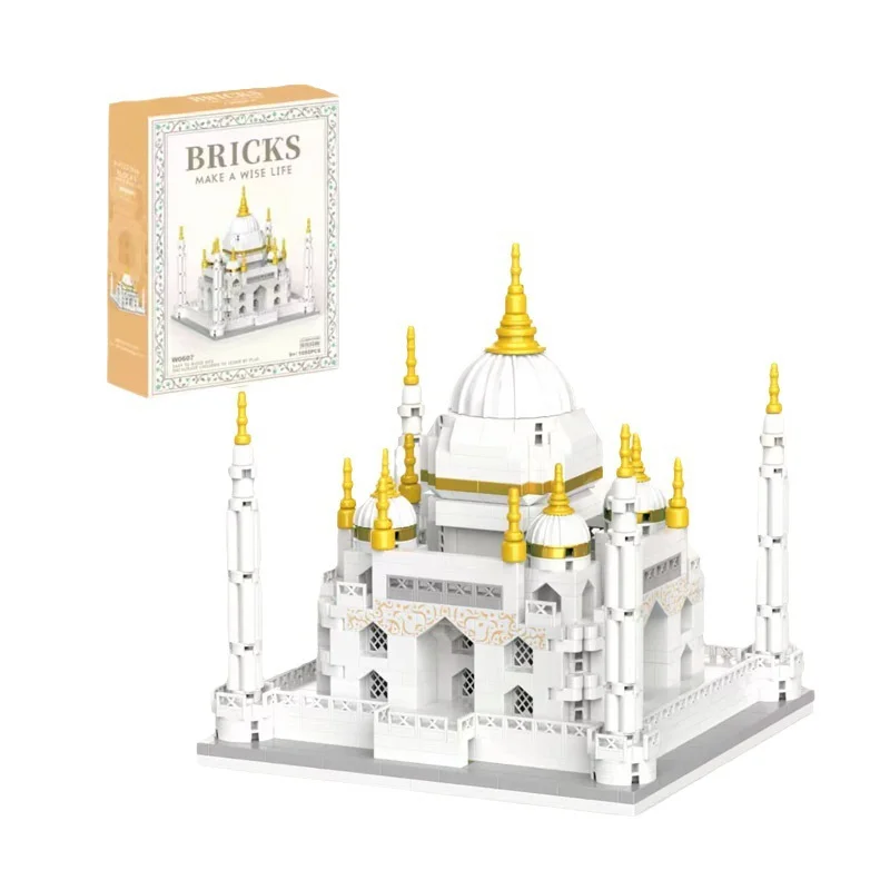 MOC City Building Blocks Taj Mahal Castle Building Model World Famous Architecture Micro Model India Mini Bricks Educational Toy