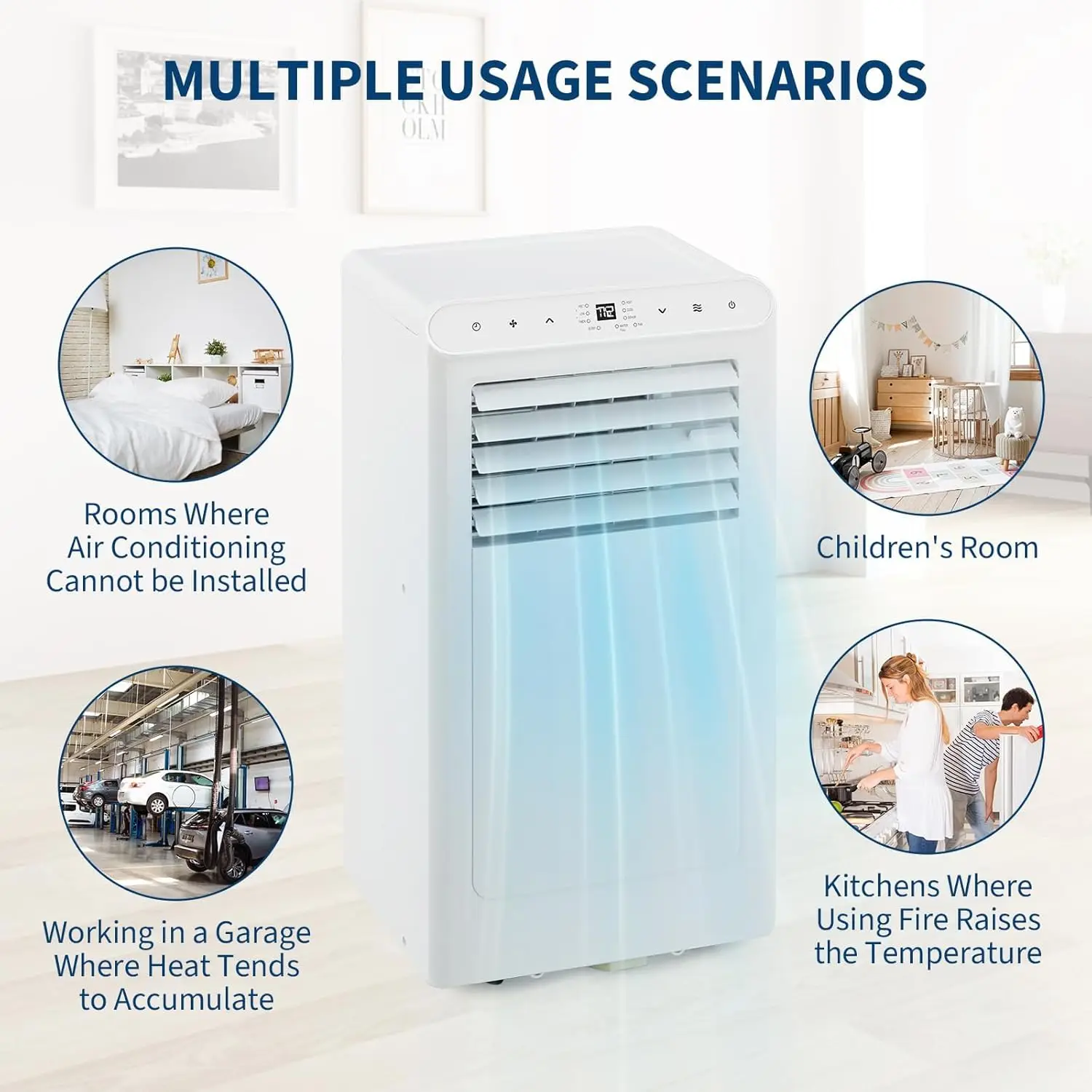 8,000 BTU 3-in-1 Portable Air Conditioner – Cooling, Fan & Dehumidifier Modes, Remote Control, Sleep Mode, Timer, and Full Window Installation Kit – Cools Spaces Up to 350 Sq. Ft. image 5