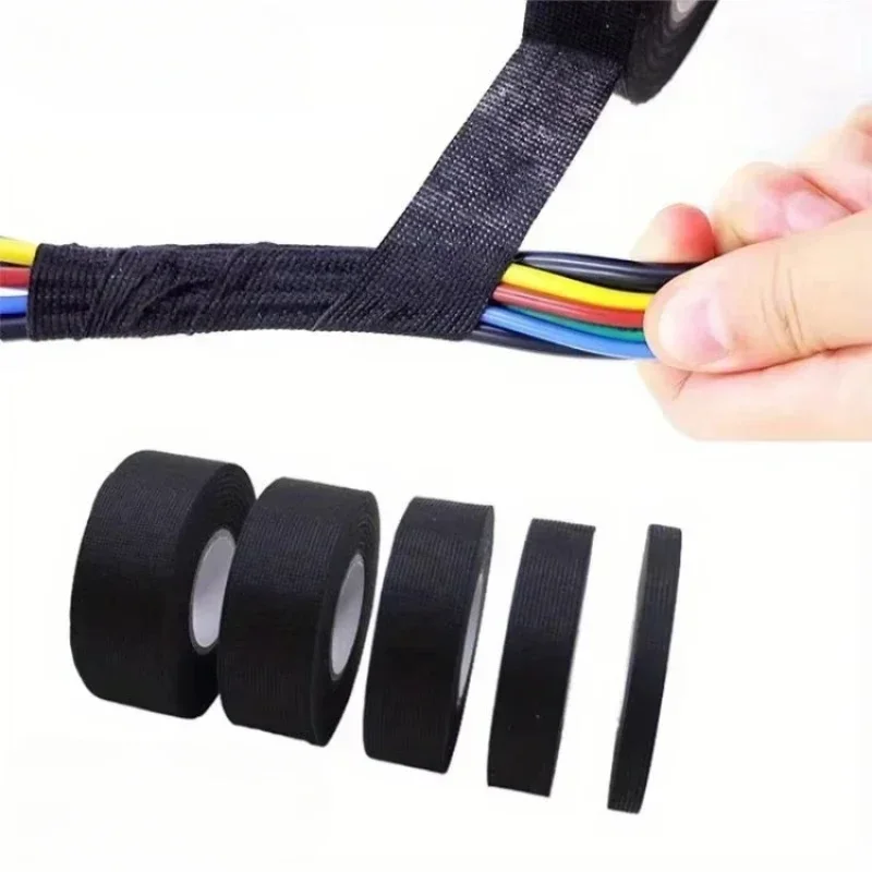 Adhesive Cloth Fabric Tape 9-50mm Heat Resistant Car Cable Organizer Harness Wiring Loom Protection Electrical Heat Tapes