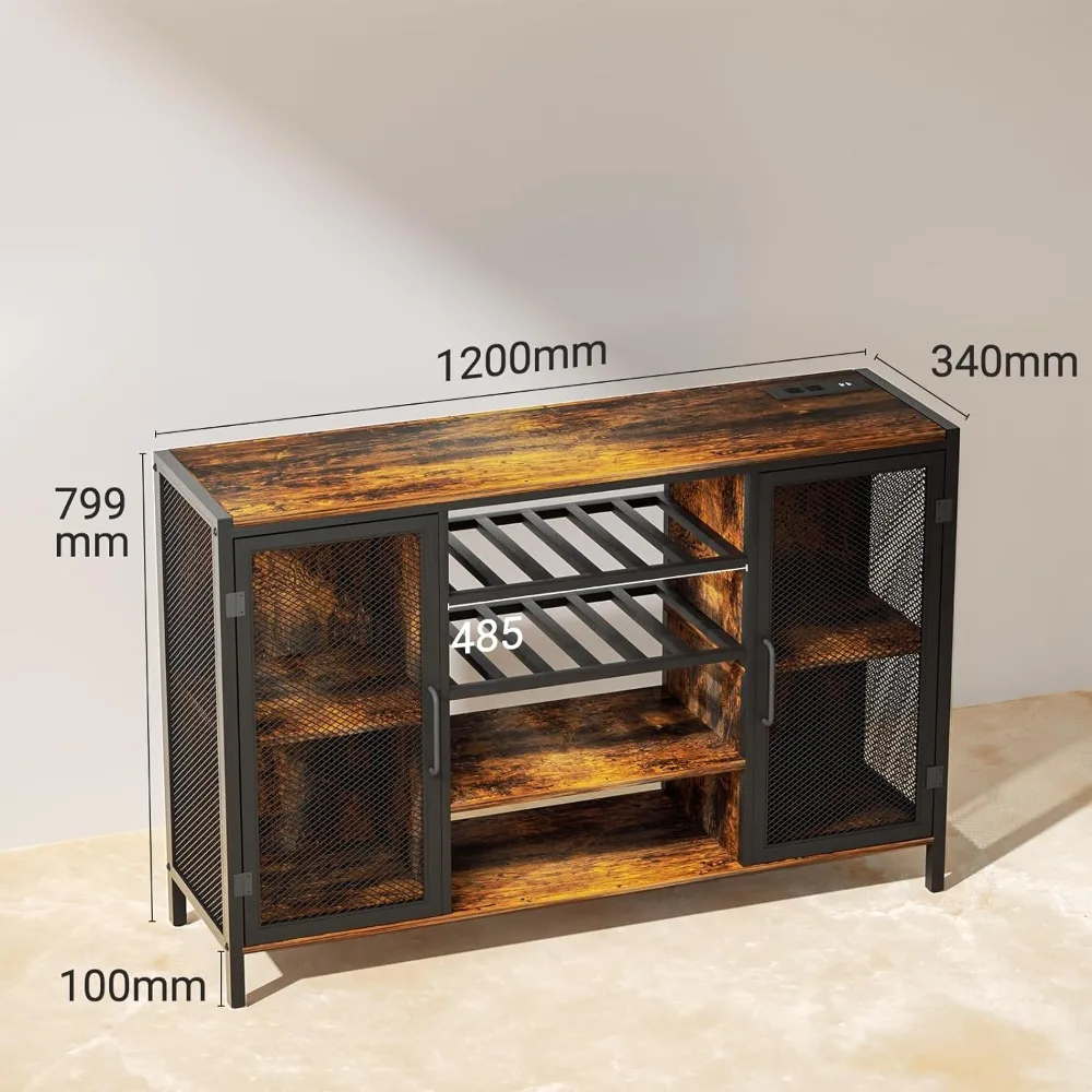 Armário Home do vinho do canto com Power Outlet, LED RGB