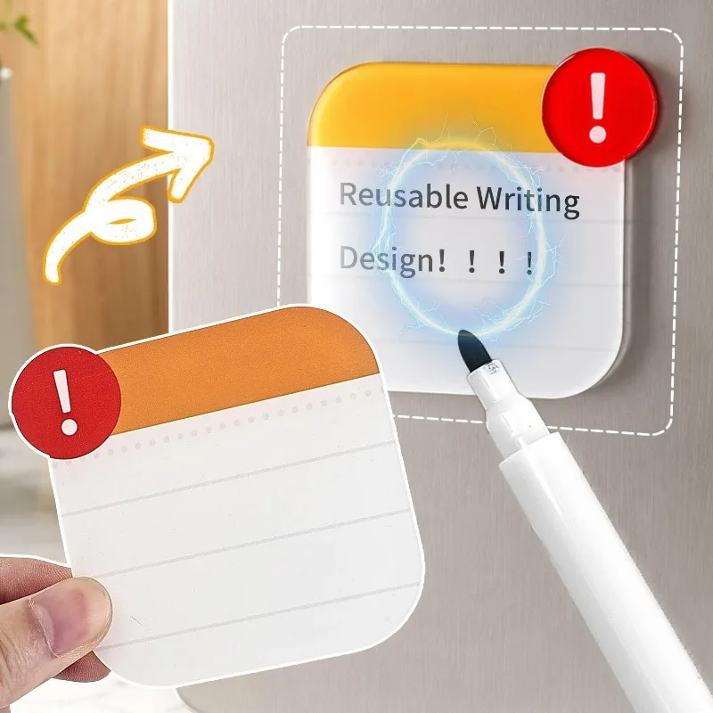 Acrylic Magnetic Message Board Reusable Dry Erase Fridge Whiteboard with Pen for Kitchen Grocery List Home Office Reminder Notes