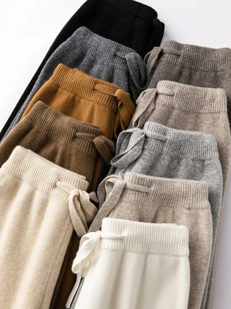 

Qingdao шерстяные широкие брюки с высокой талией, вязаные Camere, свободные брюки, длинные брюки, осень-зима, большие размеры, прямые брюки