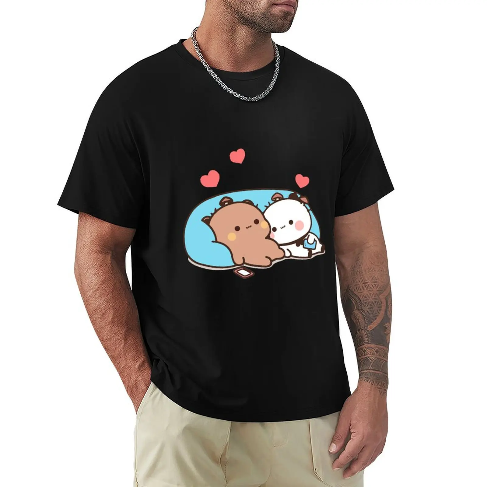 bear and panda bubu dudu balloon T-Shirt Christmas Casual Short Sleeve Top