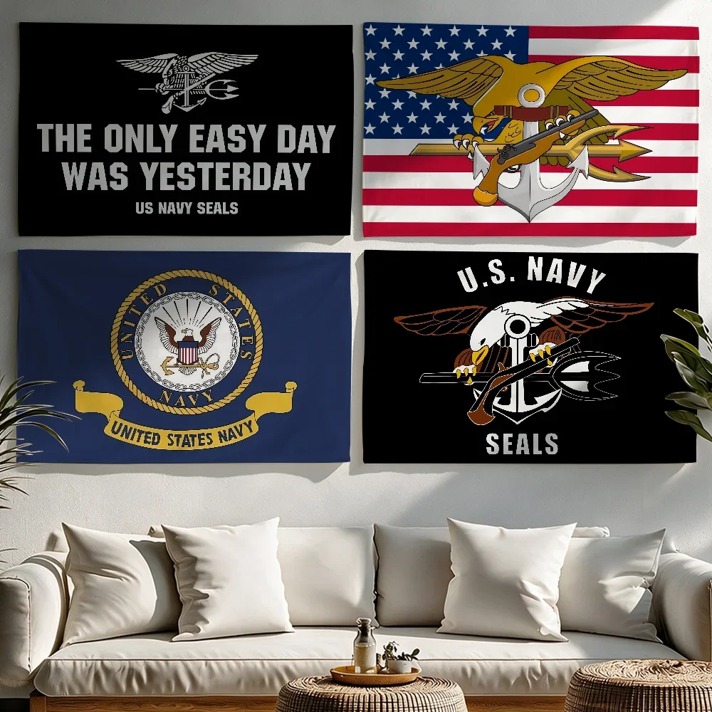 US N-Navy S-Seals flag Tapestries Outdoor Parties Bedrooms Living Rooms Dorm Rooms Wall Decor Banners Gifts