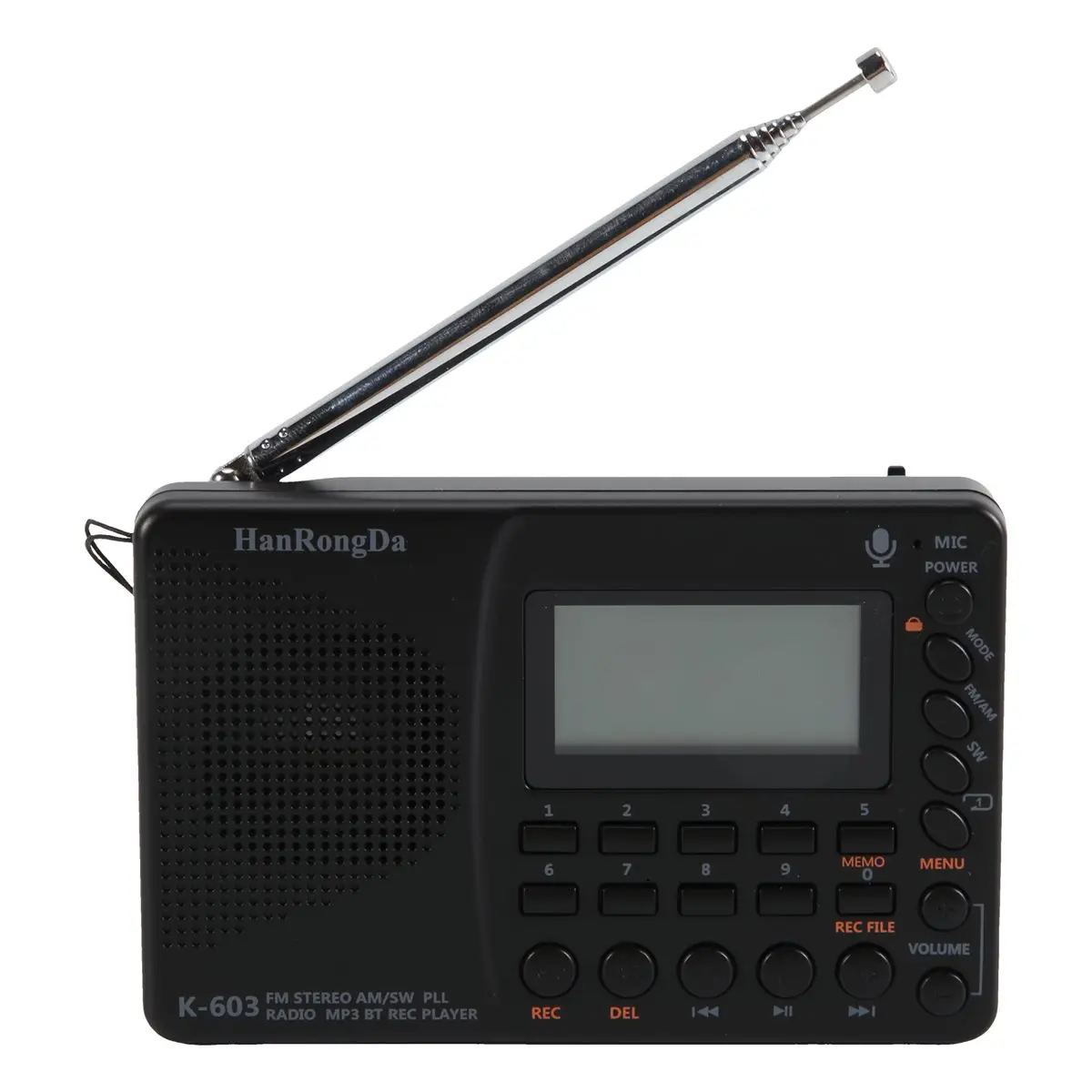ABGN  K-603 Elderly Full-Band Radio Bluetooth Card Recording MP3 Player Portable Radio with Backlit LCD, Sleep Timer