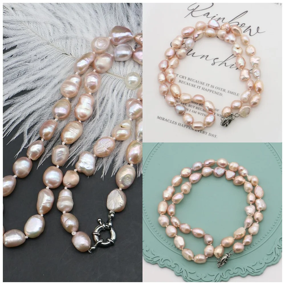 

Ожерелье из натурального пресноводного жемчуга неправильной формы в стиле барокко с прямыми отверстиями и двусторонним блеском, ювелирный аксессуар, подарок на день рождения