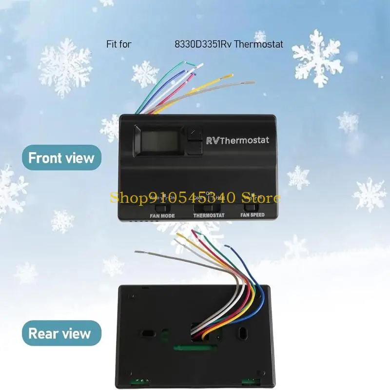 U2JA LCD Thermostat 8330D3351 Temperature Panel with Black Housing, Heat Cool Settings, Color Coded Leads and Wall Mount Design