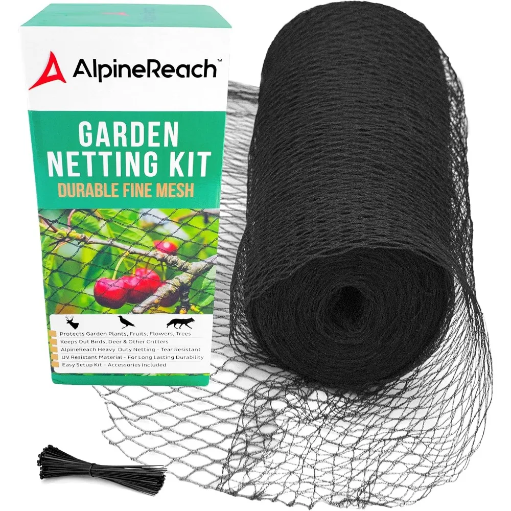 

Heavy Duty Garden Netting 7.5x100 ft, Bird Deer Plant Protection Mesh with Zip Ties, Reusable Animal Fence for Fruit Trees