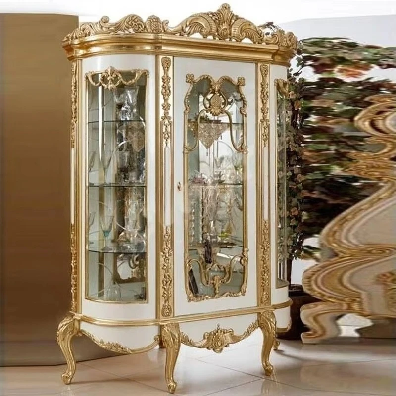 Factory Direct 2026 OE fashion custom luxury European high display cainet glass door solid wood engraving single door display