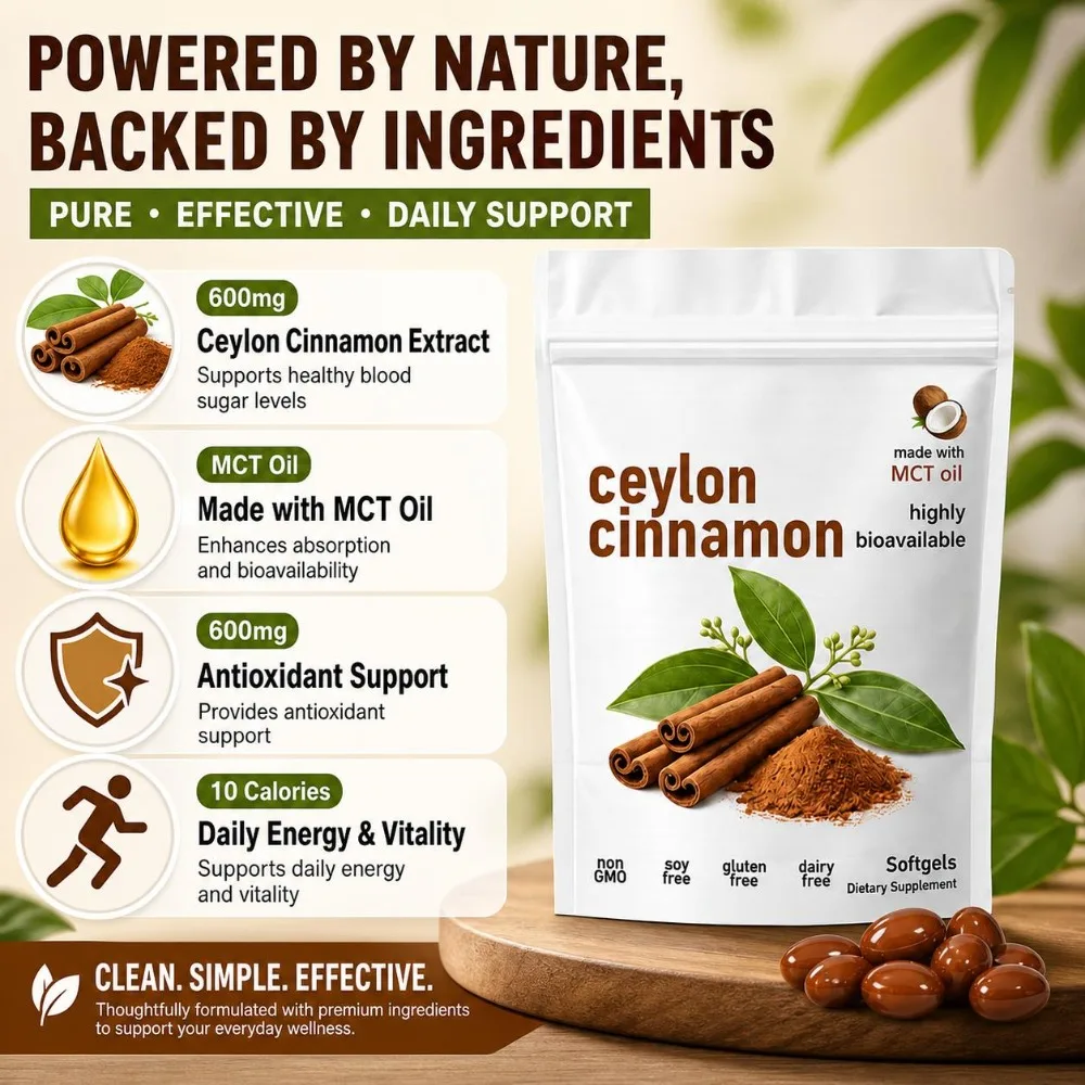 Ceylon Ceylon Cinnamon Extract Softgels 600mg with MCT Oil Non GMO Gluten Free Soy Dairy Free Antioxidant Daily Support 300 Softgels - Aliexpress Deal