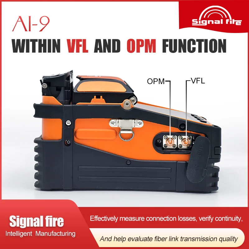 AI-9 Fiber Optic Splicer Fusionadora De Fibra Optica Splicing Machine Optical Fiber Signal Fire AI 9 Built In OPM VFL