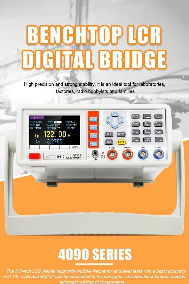 4091C 10Hz to 100kHz  Continual Frequency BenchTop 0.2% Accuracy LCR Meter LCR Bridge  LCR Meter