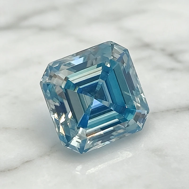 Moissanit-Stein im Asscher-Schliff, Aquamarin-Anhänger, Edelstein für DIY-Ringe, Halsketten, Ohrringe, mit Zertifikat – Detail 3