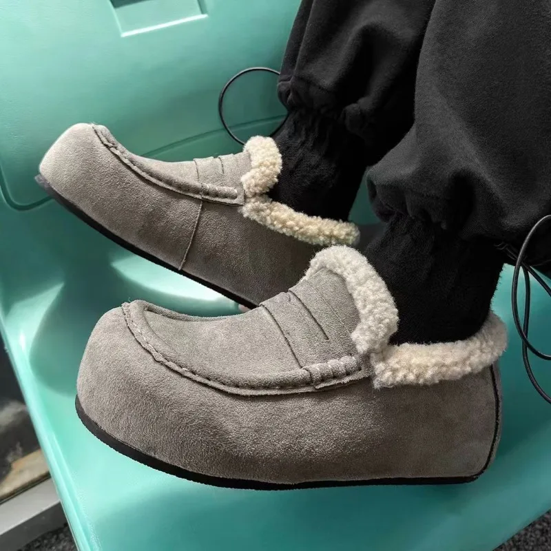 Autumn Winter Suede Loafers Men Large Size 46 Comfortable Casual Shoes Men's Flat Shoes Retro Moccasins Man Zapatos De Hombre